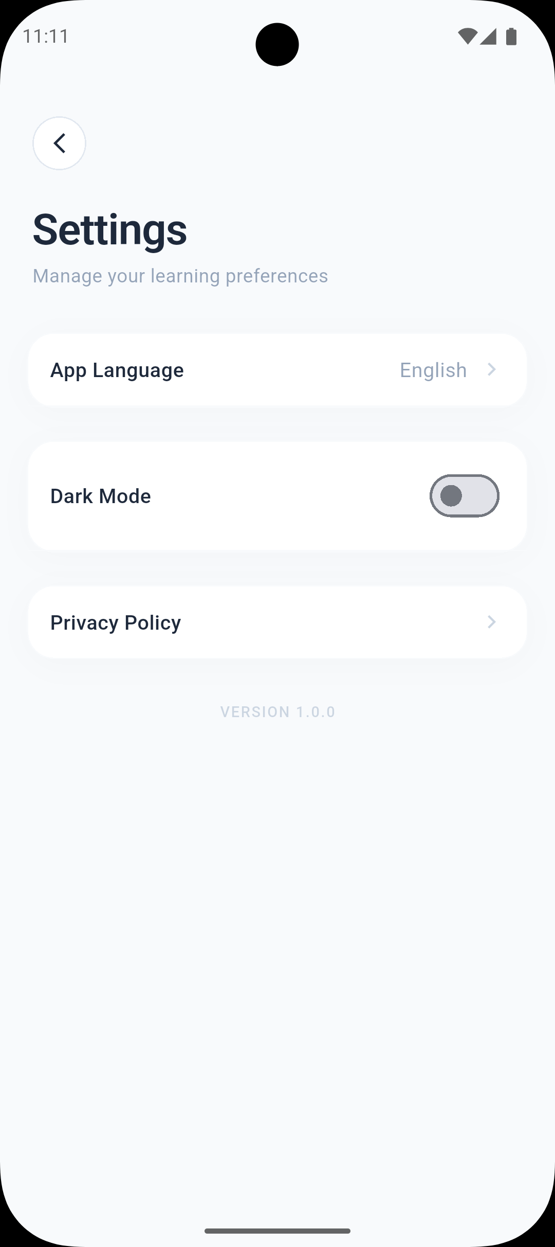 Quiz question screen